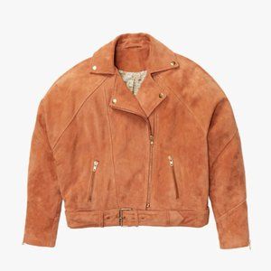 Free People Drapey Suede Moto Leather Jacket